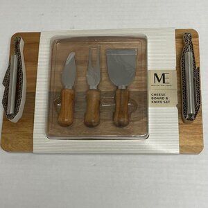 Modern Expressions Wooden Cheese Board & Knife Set - New
